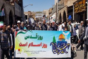 حضور کارکنان و بسیجیان شرکت فولاد خوزستان در راهپیمایی روز قدس