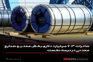 صادرات 6.3 میلیارد دلاری بخش معدن و صنایع معدنی در نیمه نخست