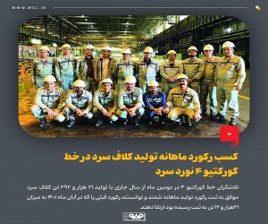 كسب ركورد ماهانه تولید كلاف سرد در خط كوركتیو 4 نورد سرد