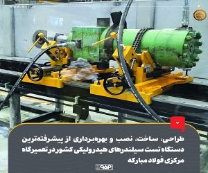 طراحی ، ساخت، نصب و بهره‌ برداری از پیشرفته‌ ترین دستگاه تست سیلندرهای هیدرولیكی كشور در تعمیرگاه مركزی فولاد مباركه