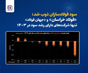 «فولاد خراسان» و «جهان فولاد»  تنها شرکت‌‌ های دارای رشد سود در ۱۴۰۳