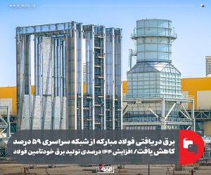 برق دریافتی فولاد مبارکه از شبکه سراسری ۵۹ درصد کاهش یافت/ افزایش ۱۴۴ درصدی تولید برق خودتأمین فولاد