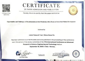 مقاله مهندسان فولاد خوزستان درباره “فولاد سبز” در نروژ برگزیده شد