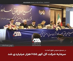 با تصویب سهام داران در مجمع عمومی فوق‌العاده؛ سرمایه شرکت گل گهر ۶۵۵ هزار میلیاردی شد